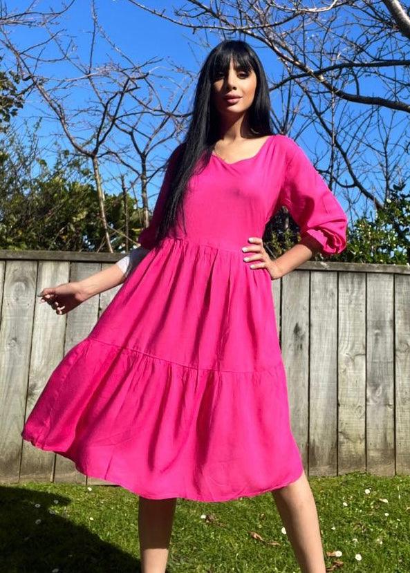 Caroline Dress Hot Pink - Jazz & Milly Clothing#New_ Zealand#