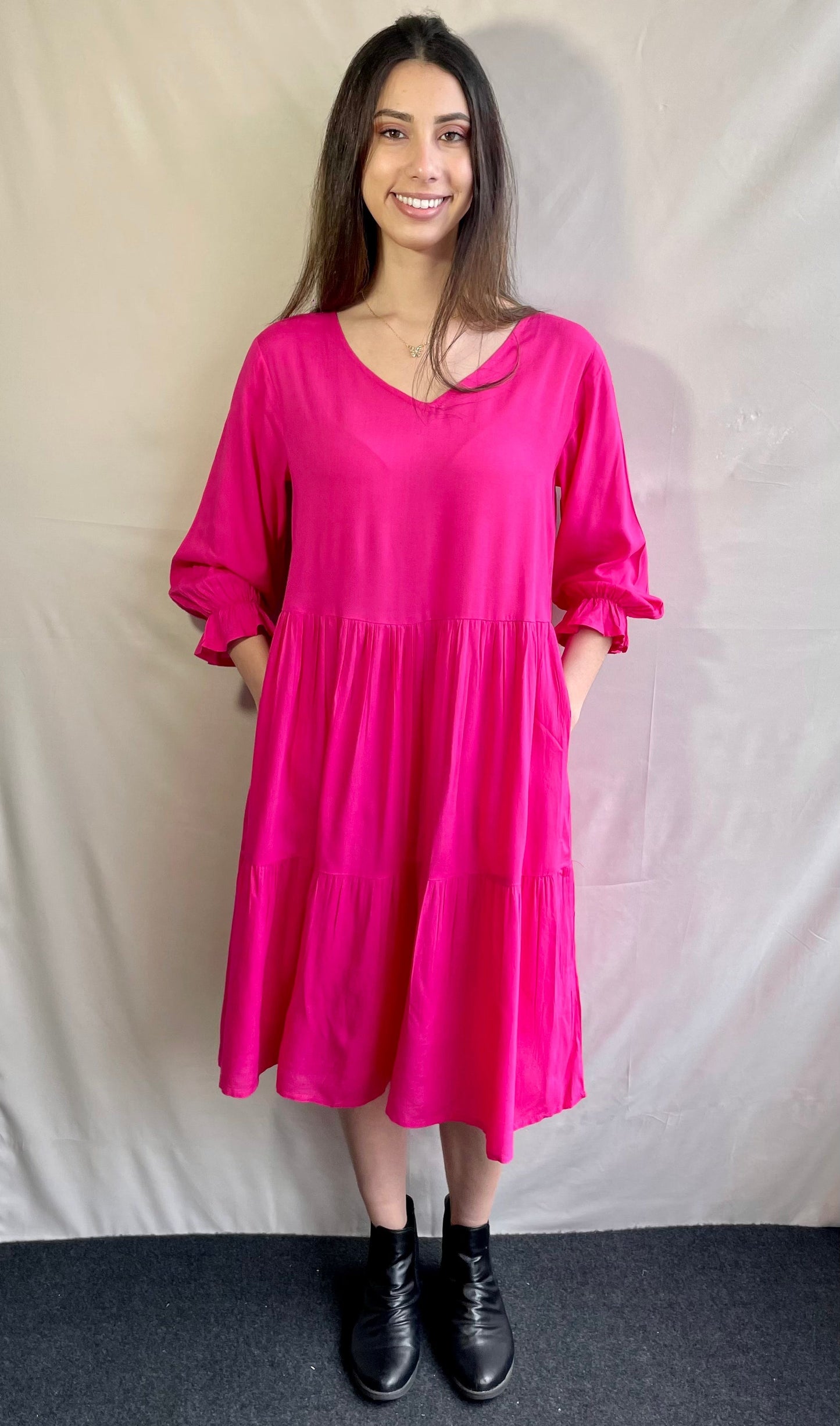 Caroline Dress Hot Pink - Jazz & Milly Clothing#New_ Zealand#