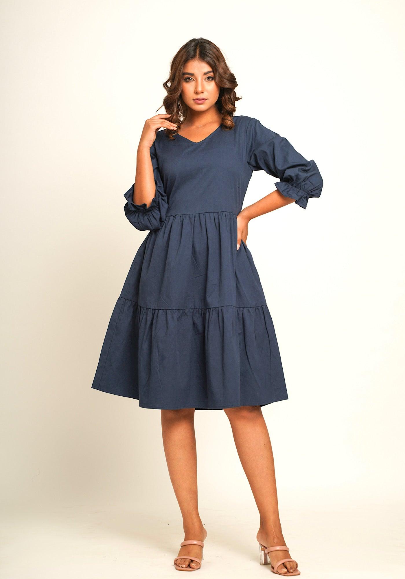 Caroline dress midnight Navy - Jazz & Milly Clothing#New_ Zealand#