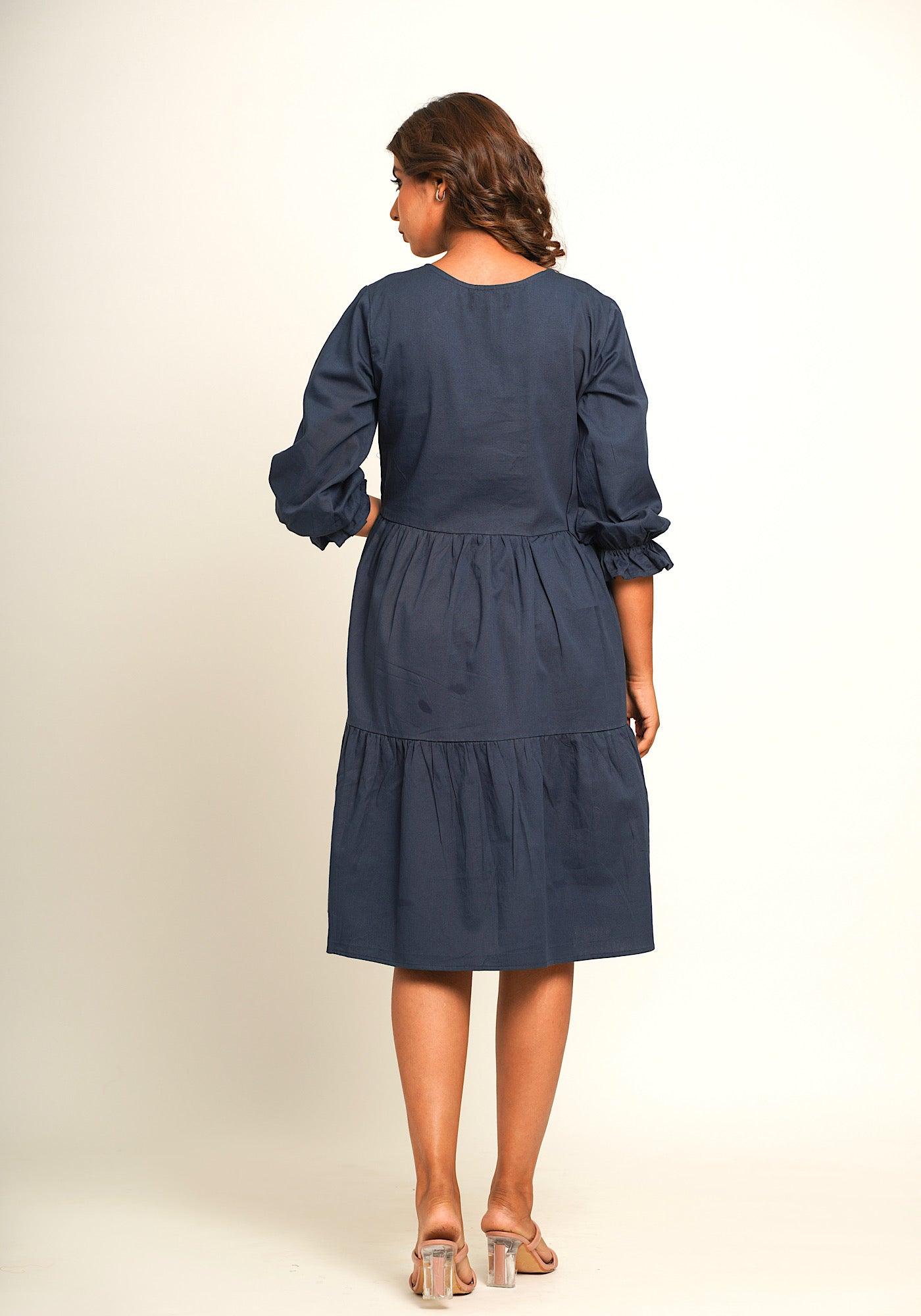 Caroline dress midnight Navy - Jazz & Milly Clothing#New_ Zealand#