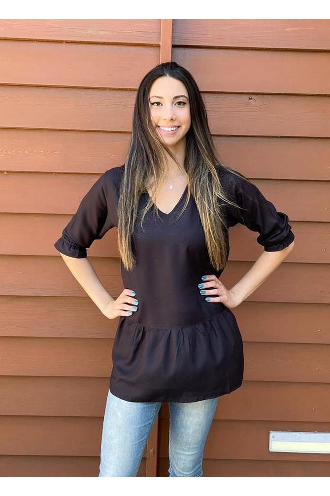 Caroline Peplum Top Black - Jazz & Milly Women's Clothing