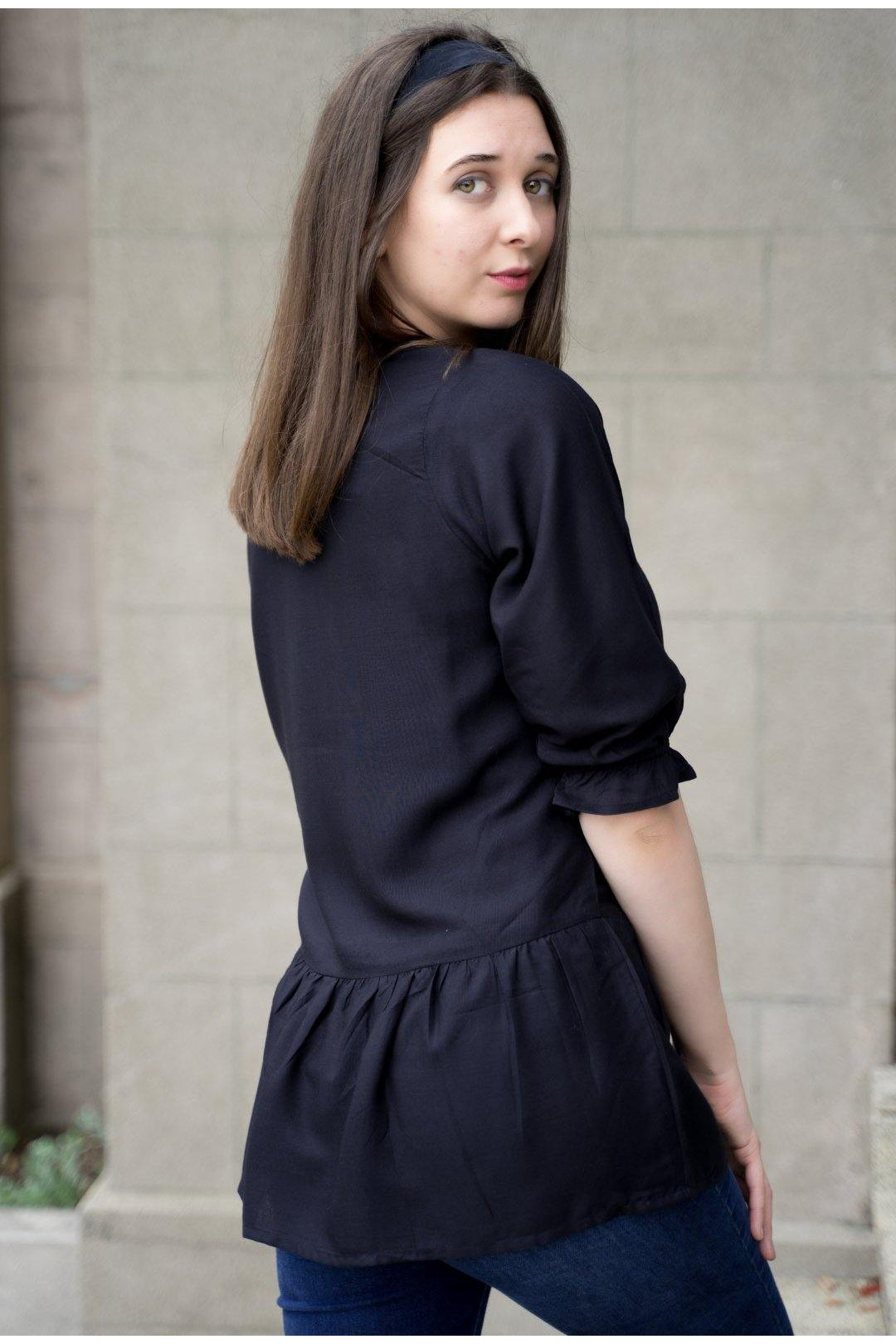Caroline Peplum Top Black - Jazz & Milly Women's Clothing