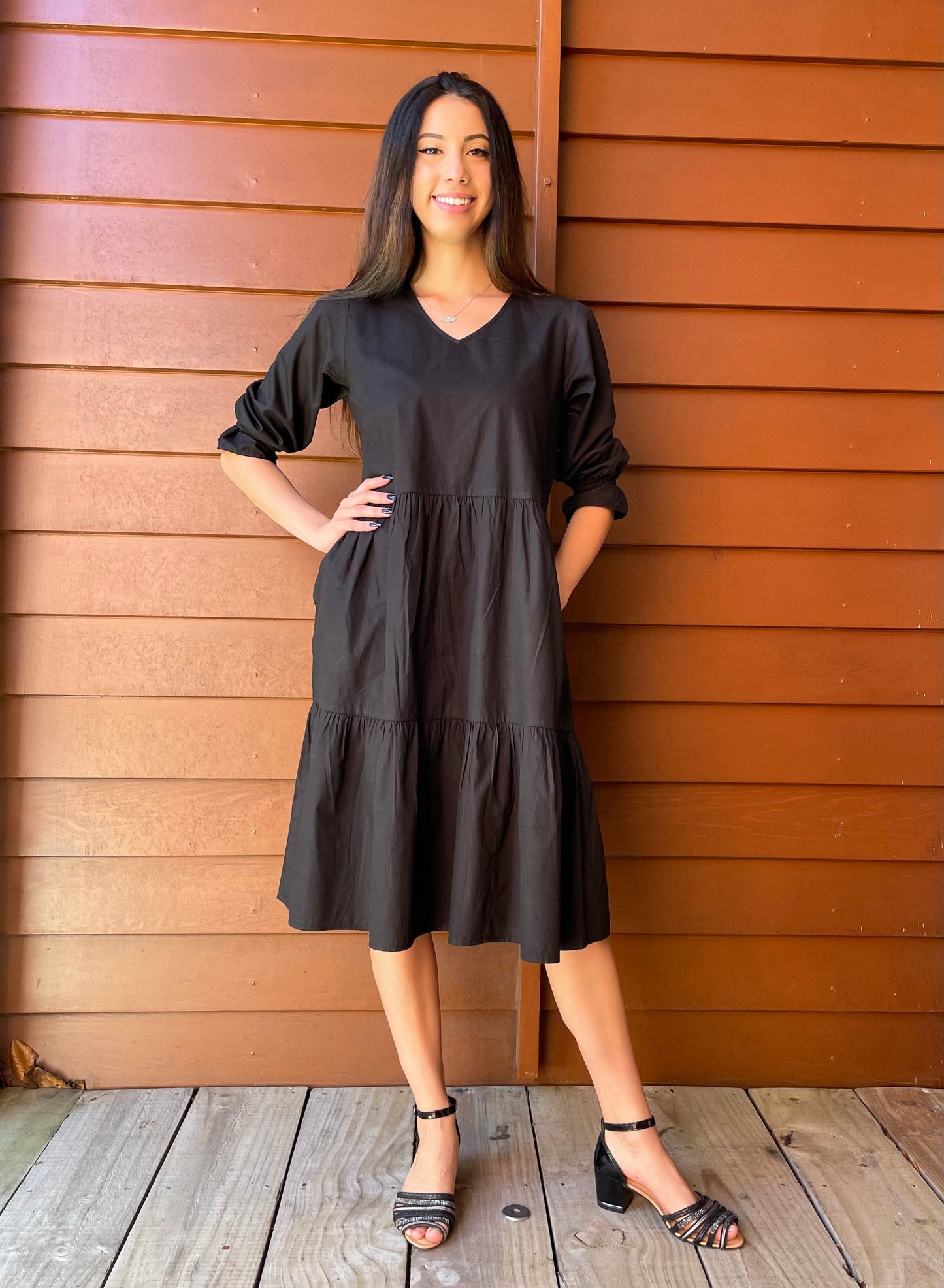 Caroline Tier Dress Black - Jazz & Milly Clothing#New_ Zealand#