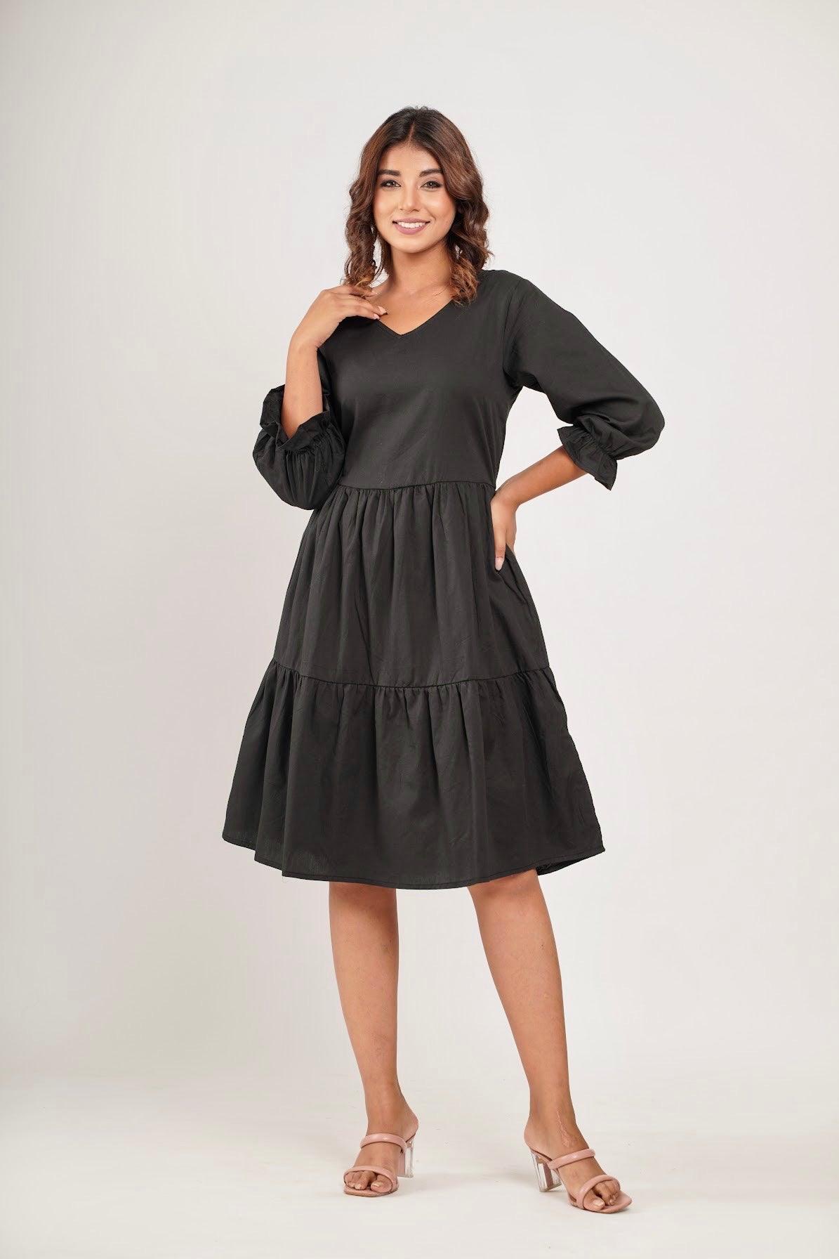 Caroline Tier Dress Black - Jazz & Milly Clothing#New_ Zealand#