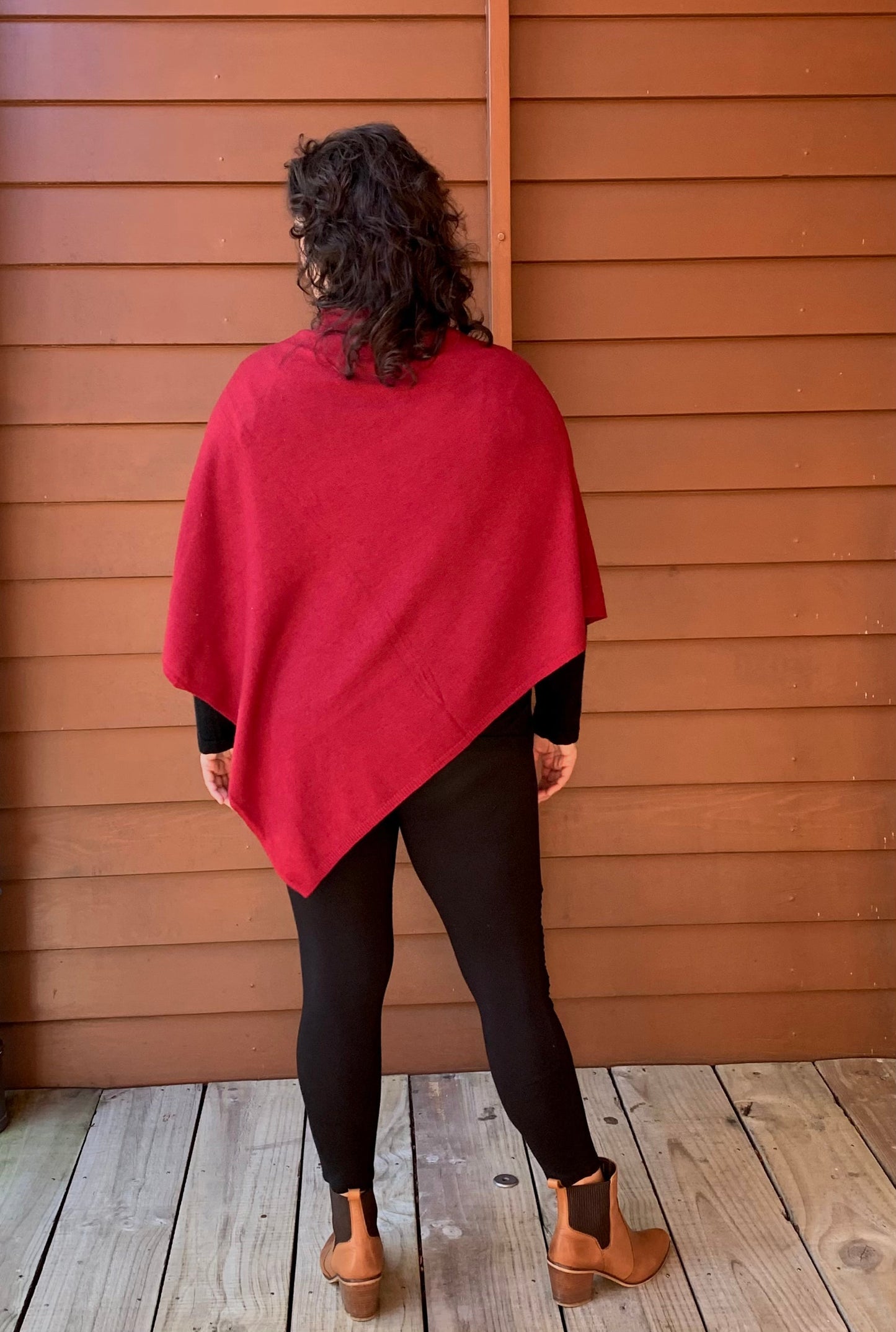Cashmere Poncho Deep Red - Jazz & Milly Clothing#New_ Zealand#