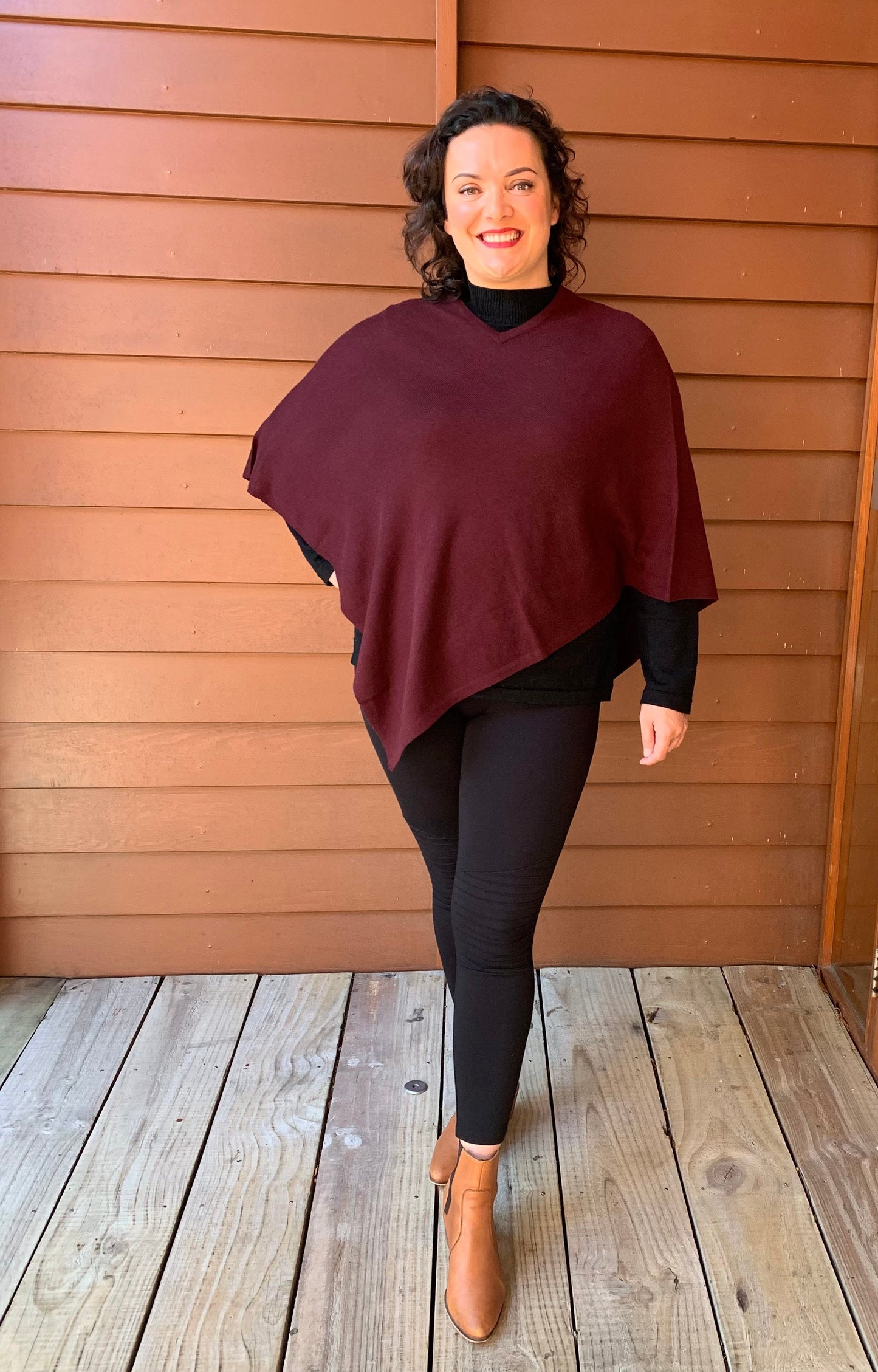 Cashmere Poncho Maroon - Jazz & Milly Clothing#New_ Zealand#