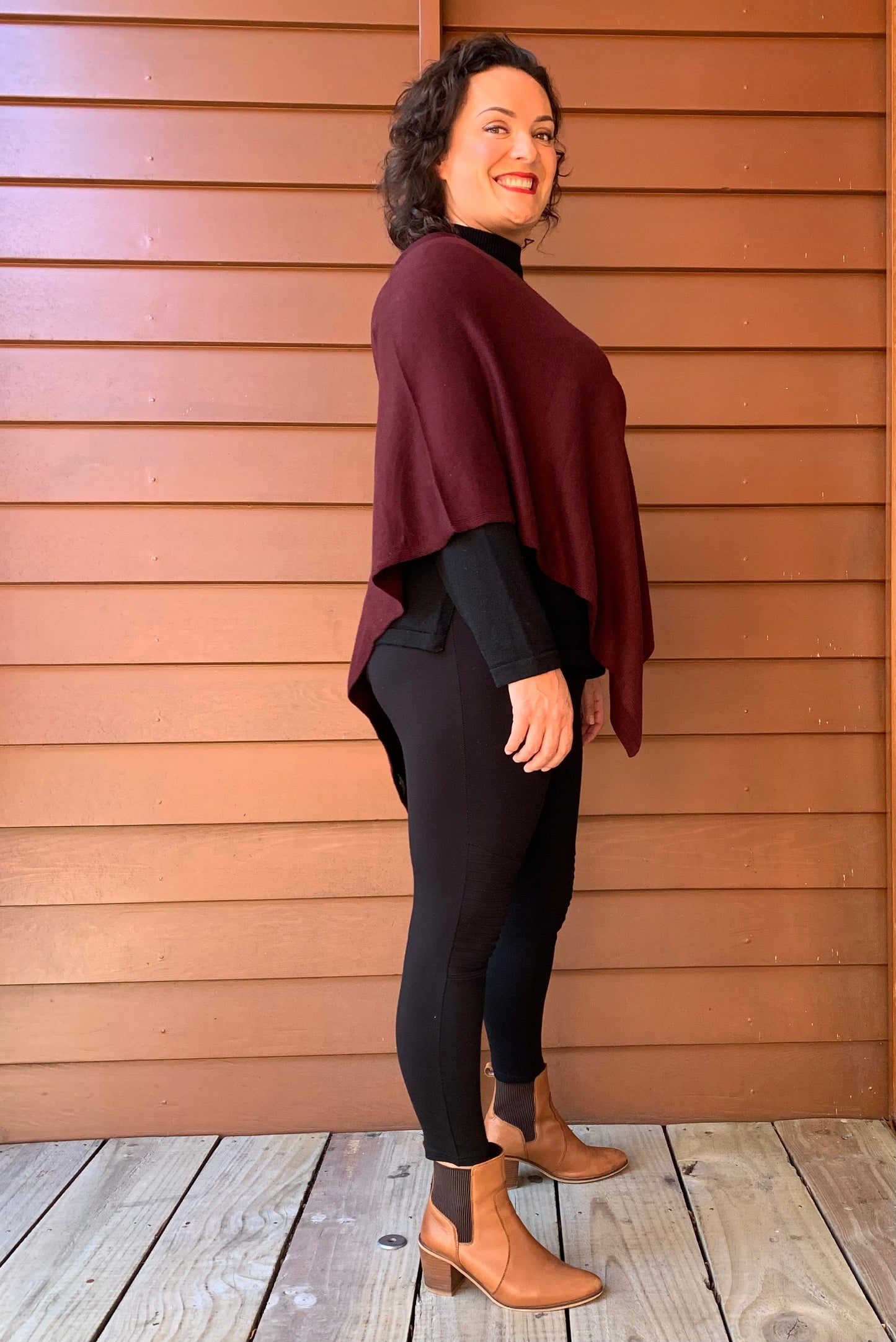 Cashmere Poncho Maroon - Jazz & Milly Clothing#New_ Zealand#