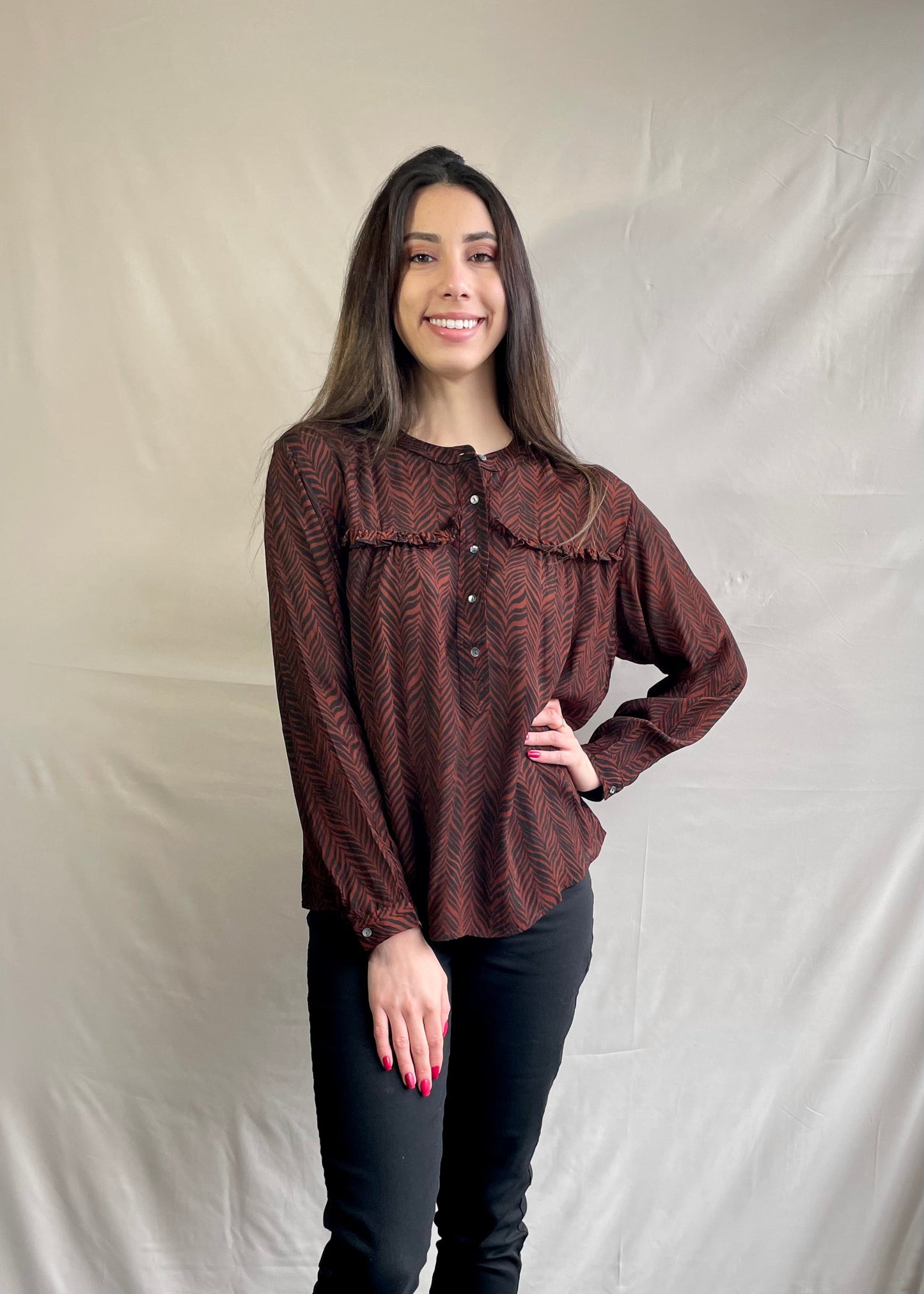 Sera Blouse copper & black - Jazz & Milly Women's Clothing
