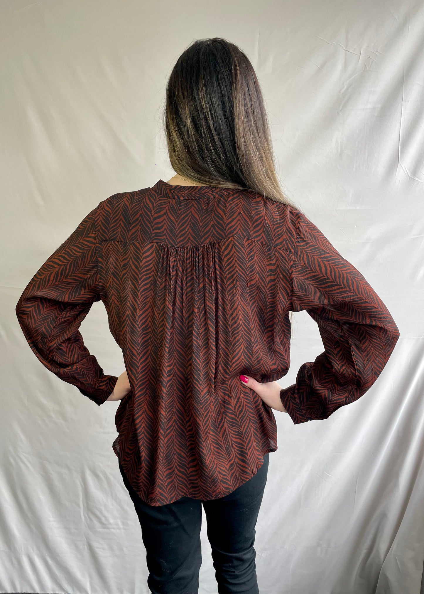 Sera Blouse copper & black - Jazz & Milly Women's Clothing