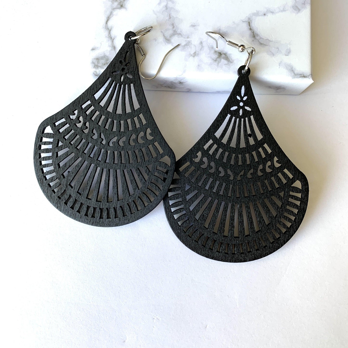 Wooden earrings black - Jazz & Milly Women's Clothing