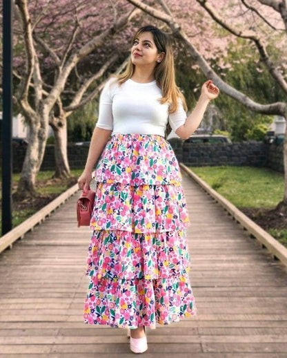 Amie floral tier skirt - Jazz & Milly  Women's Clothing