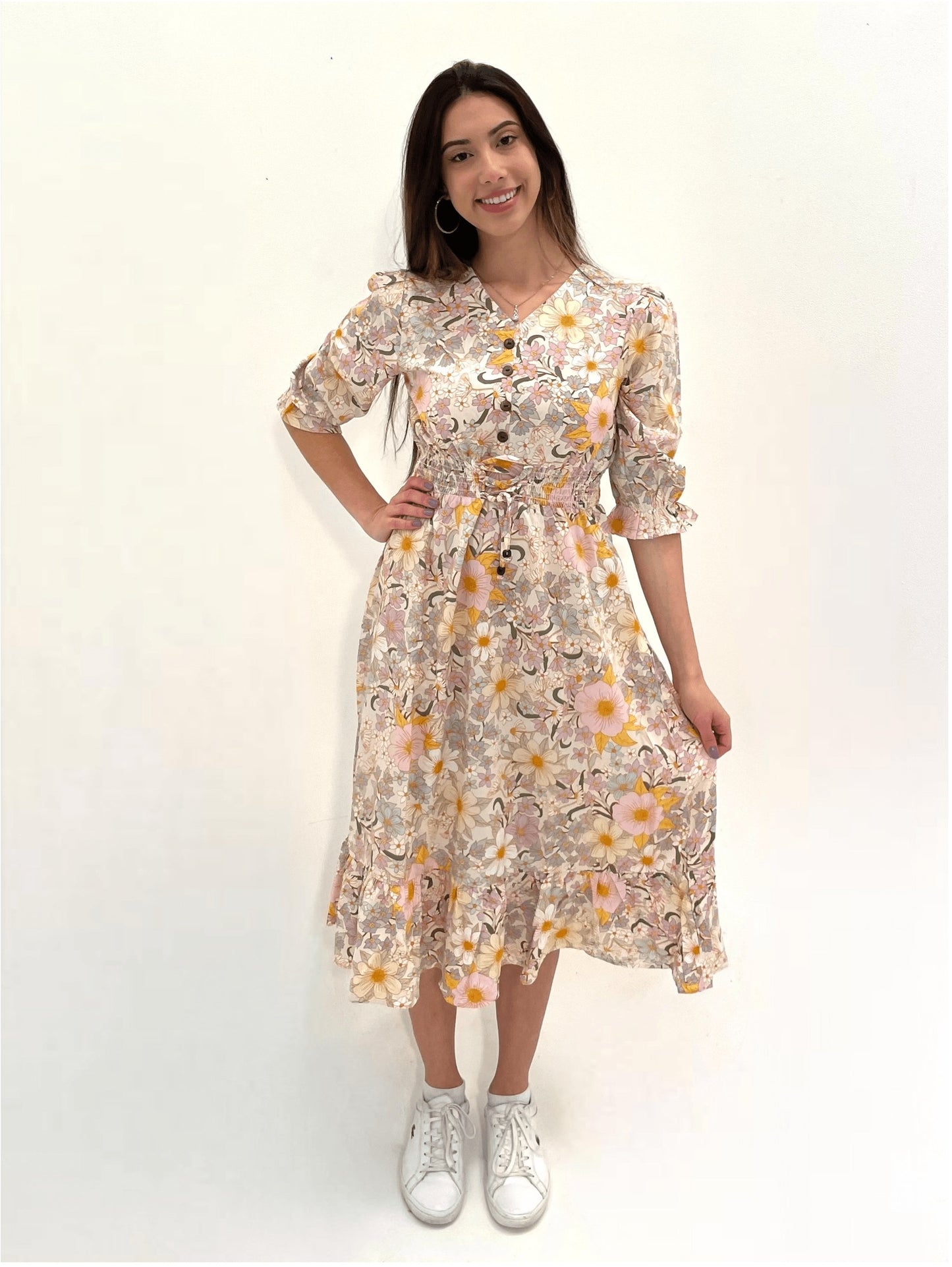 Anya Dress Cream Floral - Jazz & Milly Clothing#New_ Zealand#