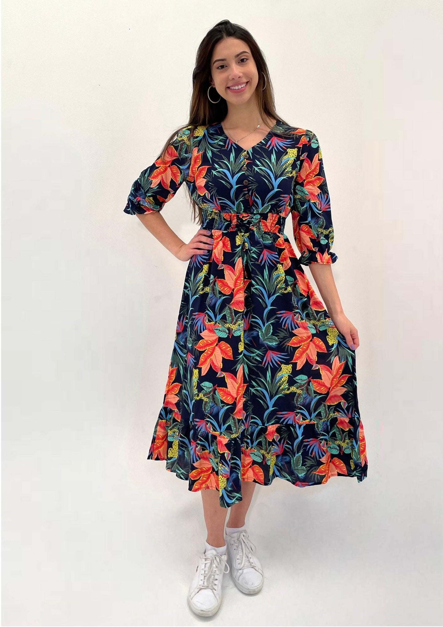 Anya Dress Navy Printed - Jazz & Milly  Women's Clothing