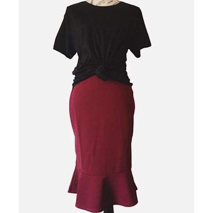 Bit basics Peplum skirt Maroon - Jazz & Milly  Women's Clothing