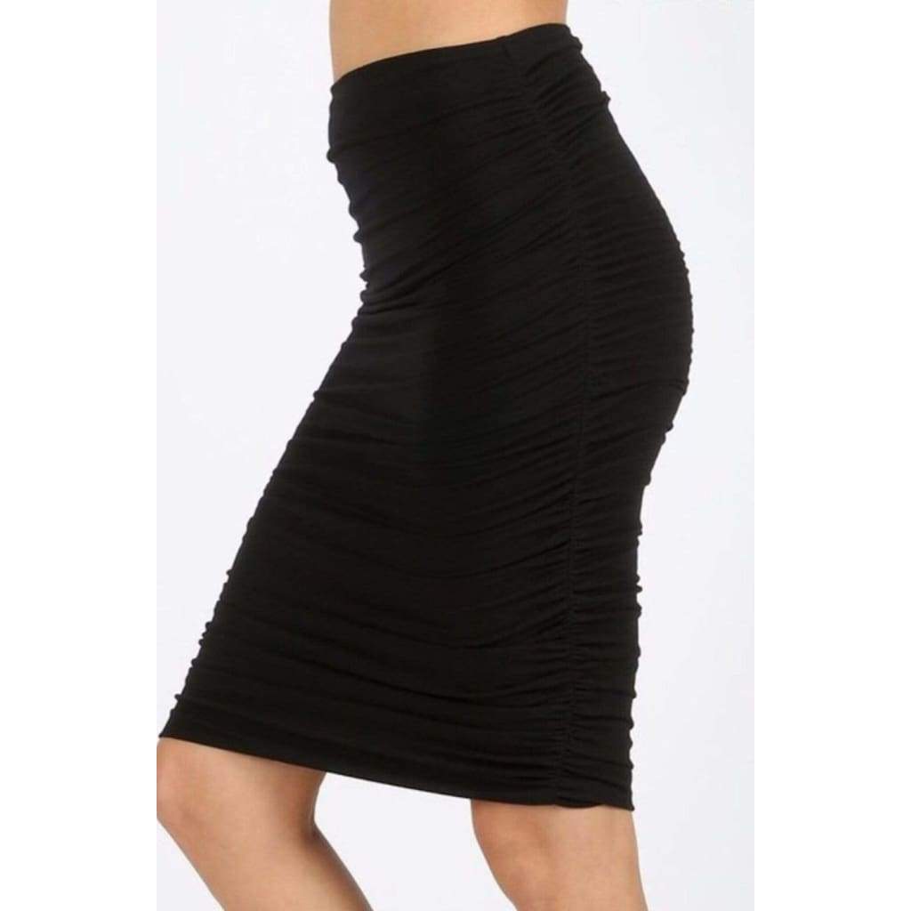 Bit basics shirred pencil skirt black - Jazz & Milly  Women's Clothing