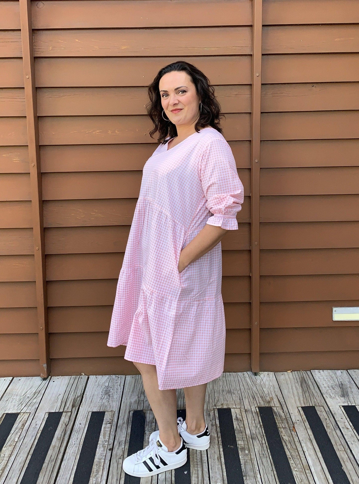 Caroline Dress Gingham Blush pink - Jazz & Milly  Women's Clothing