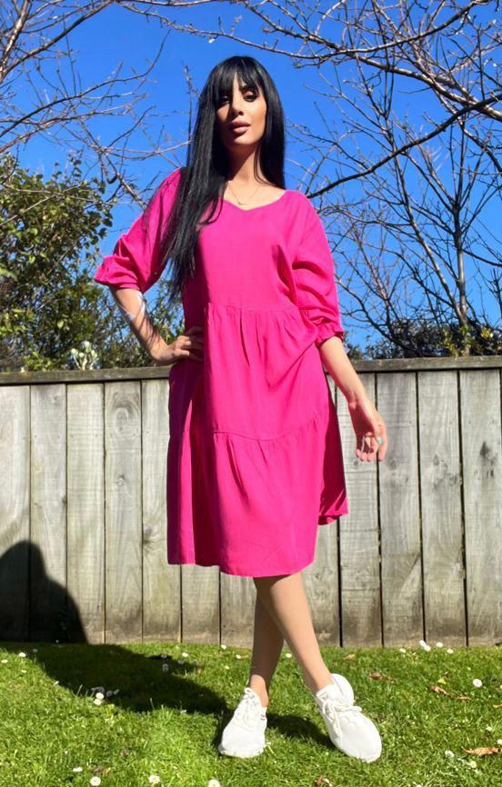 Caroline Dress Hot Pink - Jazz & Milly Clothing#New_ Zealand#