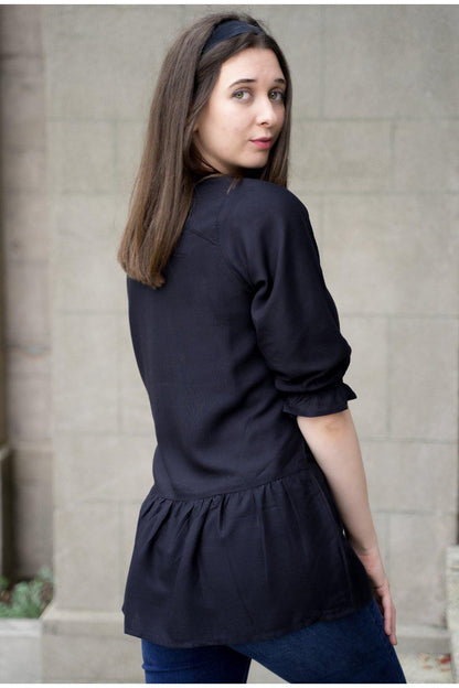 Caroline Peplum Top Black - Jazz & Milly  Women's Clothing