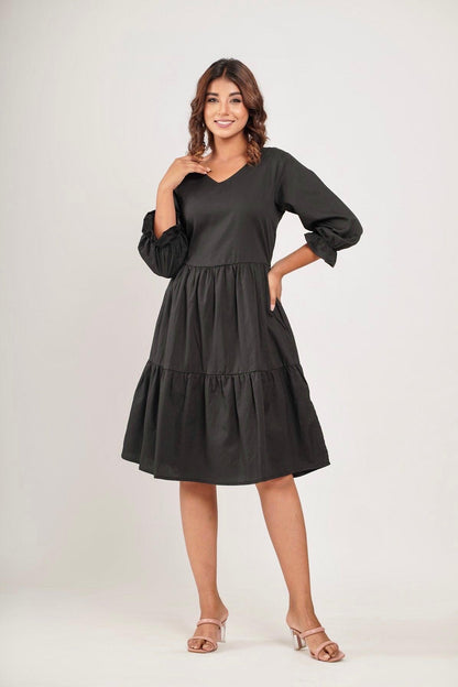 Caroline Tier Dress Black - Jazz & Milly Clothing#New_ Zealand#