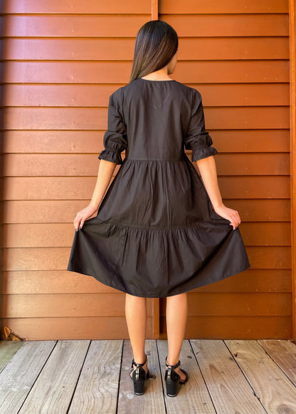 Caroline Tier Dress Black - Jazz & Milly Clothing#New_ Zealand#
