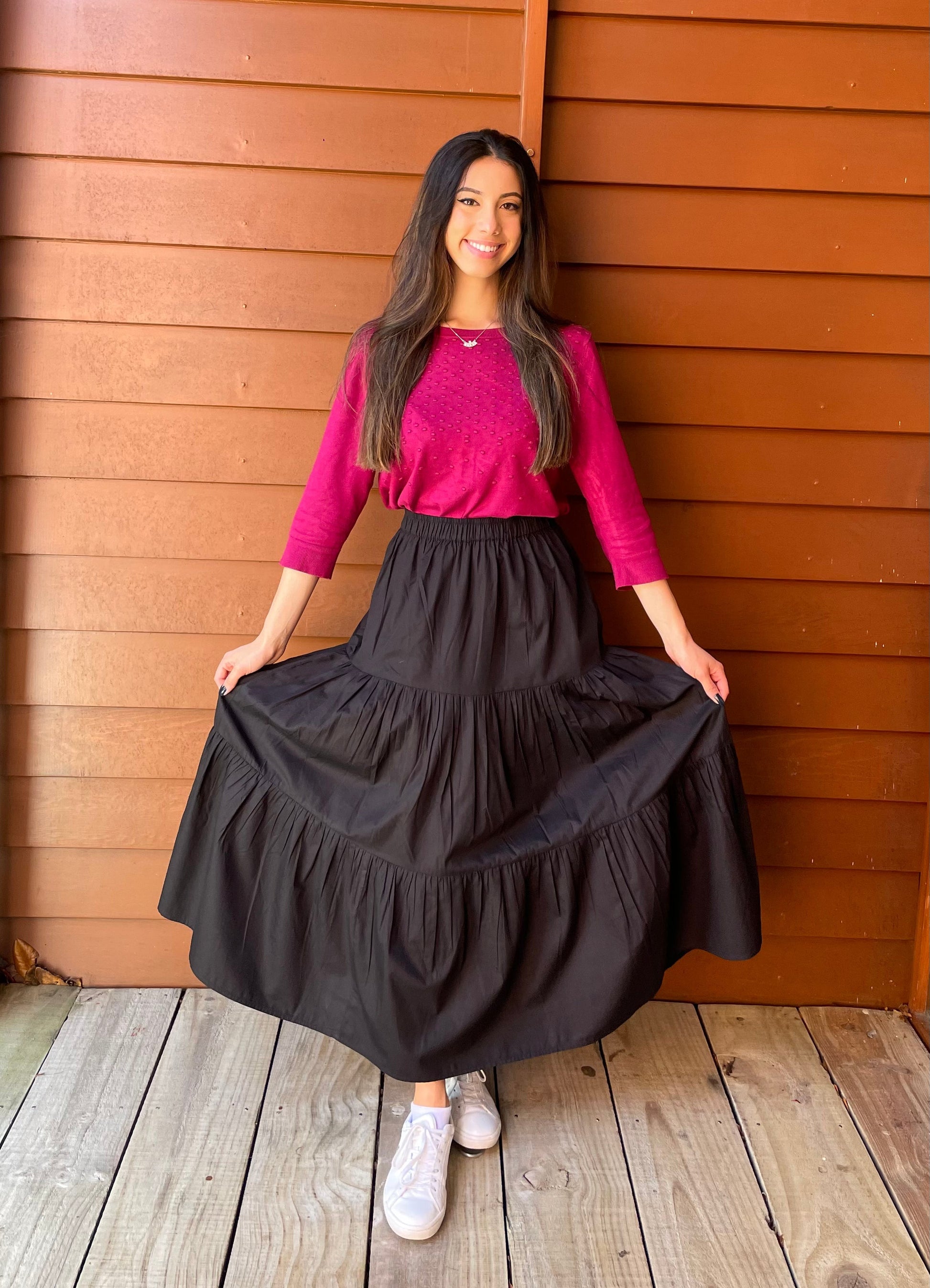Caroline Tier Skirt Black - Jazz & Milly Clothing#New_ Zealand#