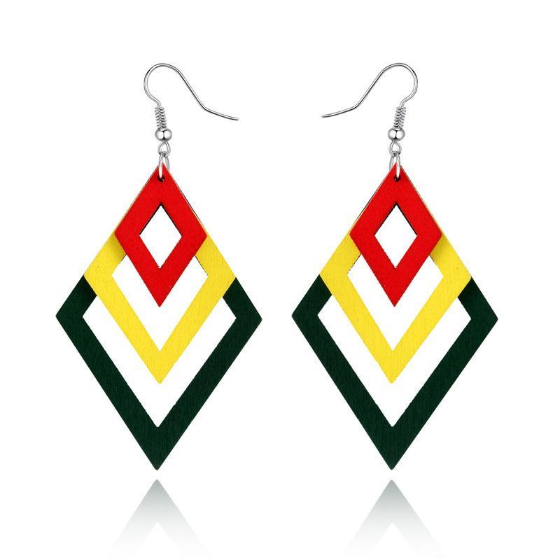 Diamond earrings yellow/red/green - Jazz & Milly Clothing#New_ Zealand#