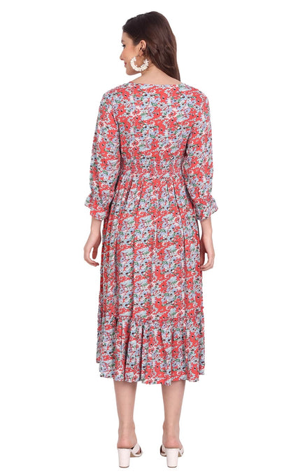 Zoe Dress Red printed
