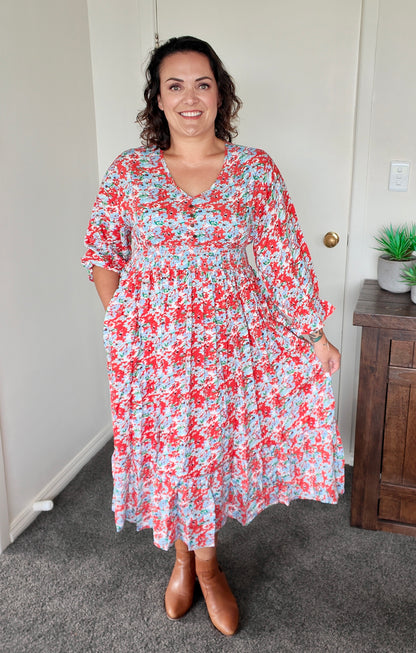 Zoe Dress Red printed