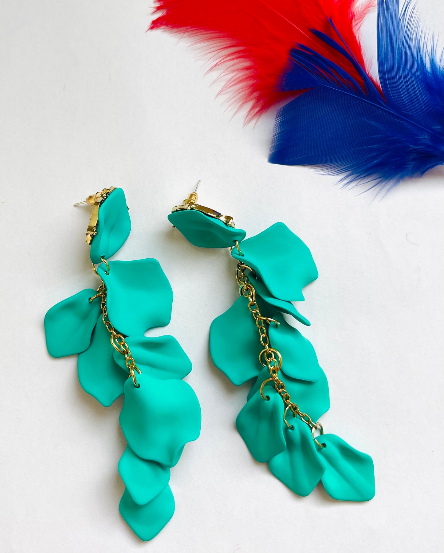Petal earrings sea green