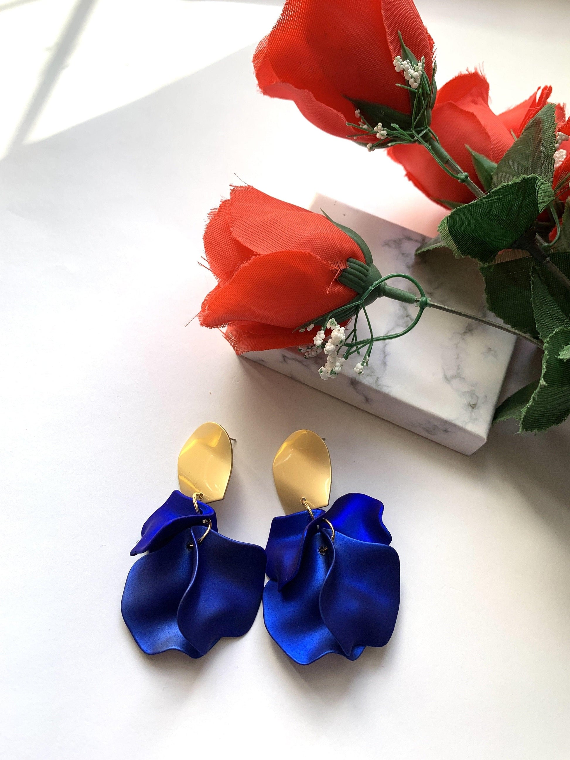 Petal earrings royal blue - Jazz & Milly  Women's Clothing