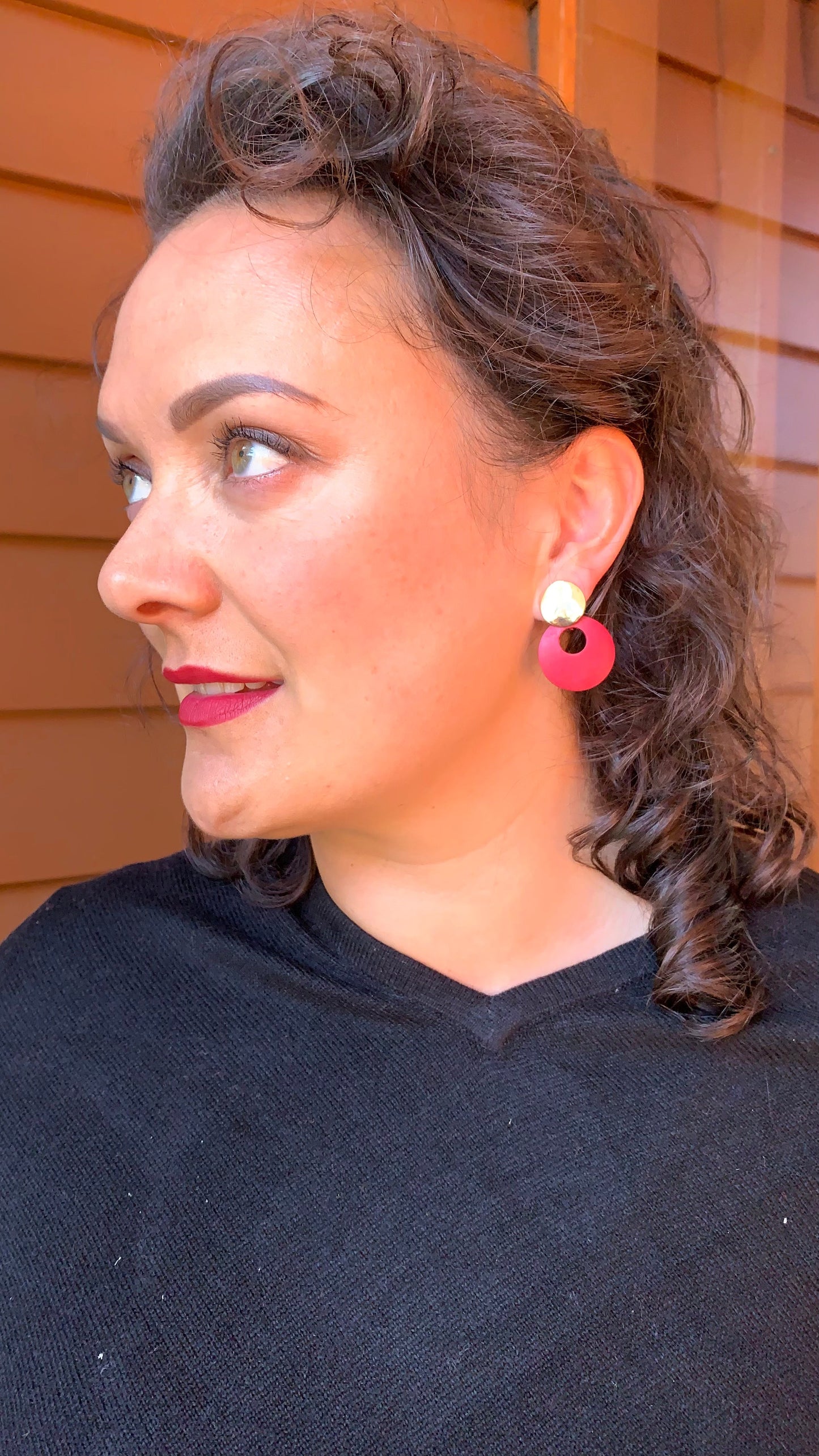 Red Hoop Earrings - Jazz & Milly  Women's Clothing