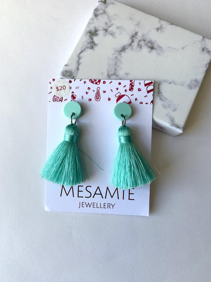 Tassel earrings mint - Jazz & Milly  Women's Clothing